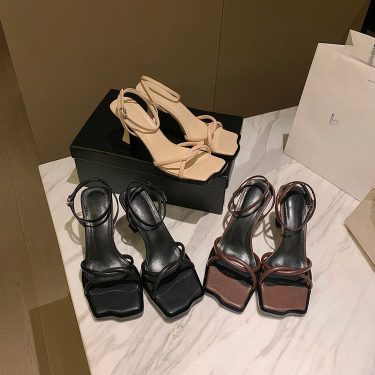 Karin Luna Classic Style  In stock  Basic Versatile Cross Strap High Heel Sandals