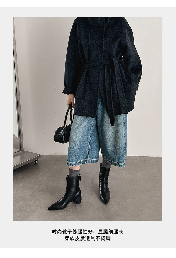 Karin Luna Versatile Elegant Style Pointed Toe Hidden Wedge Short Boots