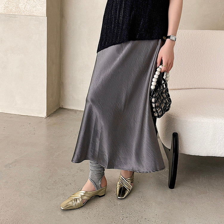 Karin Luna In Stock In Stock Basic Elegant Fairy Style Small Square Toe Sheepskin Slippers