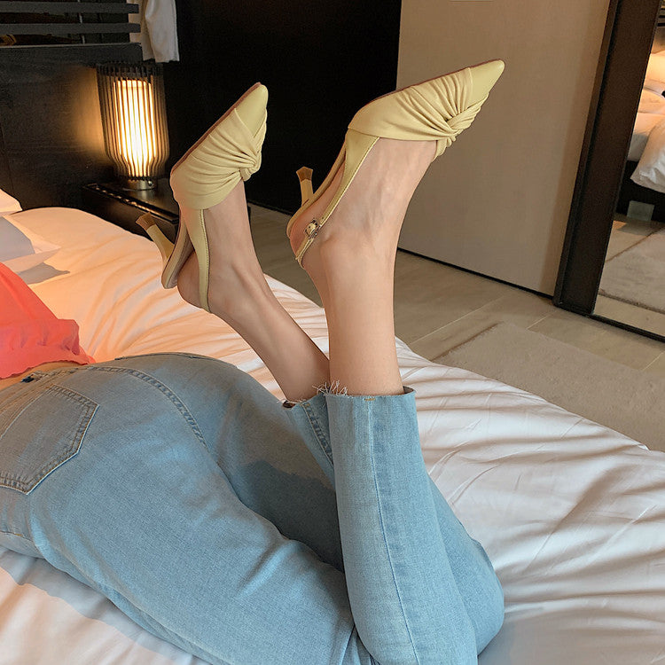 Karin Luna In Stock In Stock  Exquisite Pointed Toe Backless Closed-Toe Stiletto Sandals