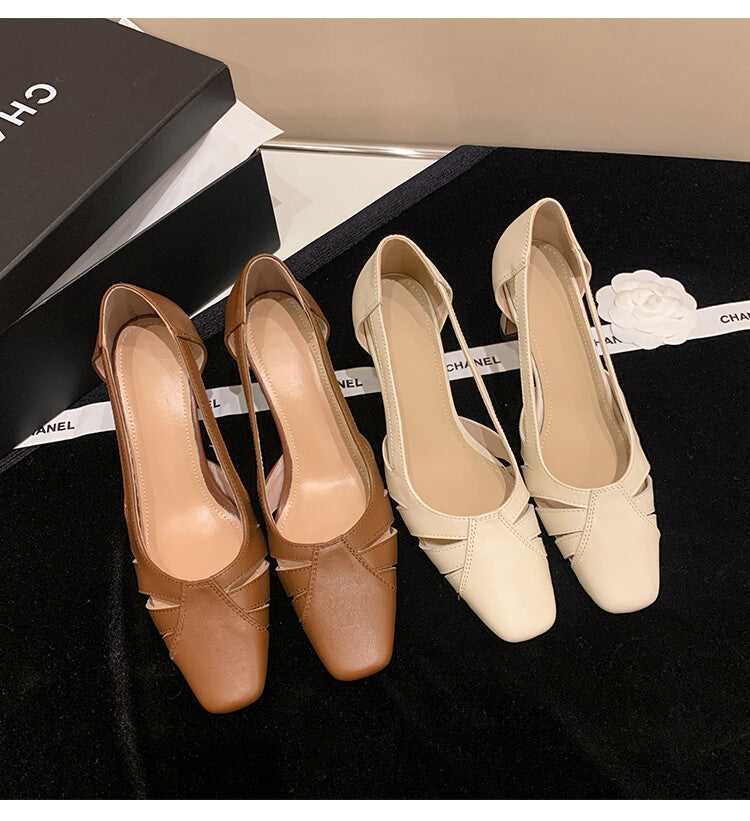 Karin Luna Hot-Selling Retro Big Item Big Goods Available for sale all seasons French-style Hollow Out Single Shoes Full leather inside and out