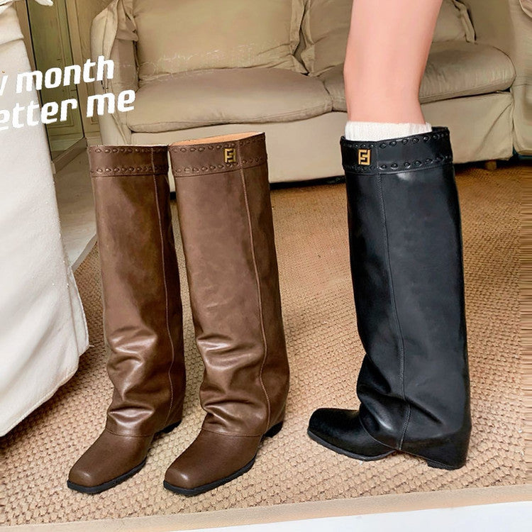 Karin Luna In Stock In Stock European and American Style Square Toe Thick Sole Long Boots