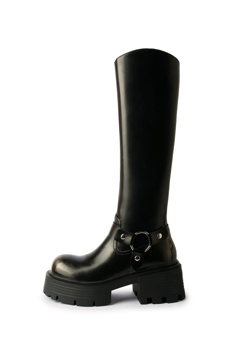 Karin Luna In Stock In Stock Slimming Diagonal Cut Tube Top  Best-selling in stock Retro Metal Buckle Thick-Soled Long Boots
