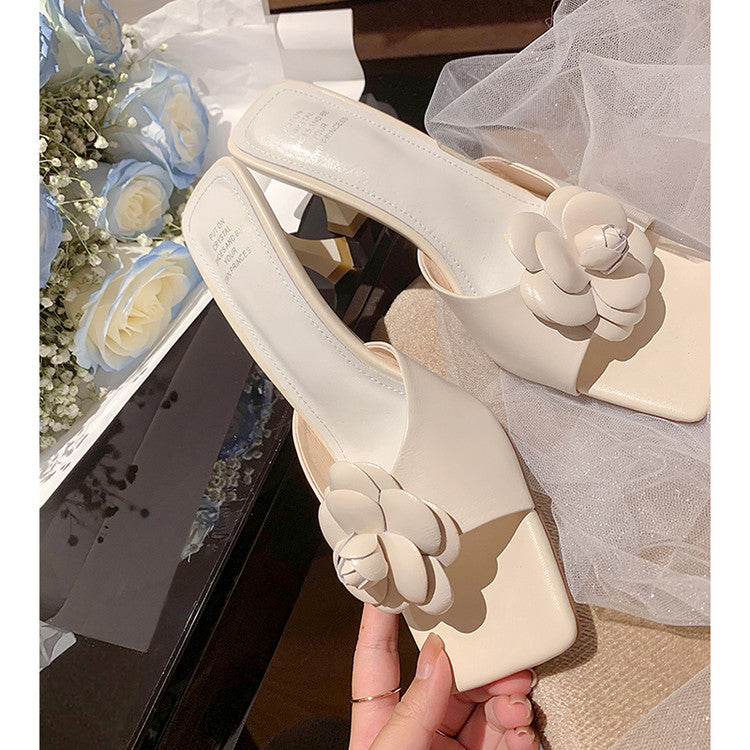 Karin Luna Flower of Wealth in the World~Says purple has a lot of charm Spot Goods Spot Goods  Three-Dimensional Camellia Elegant Sandals