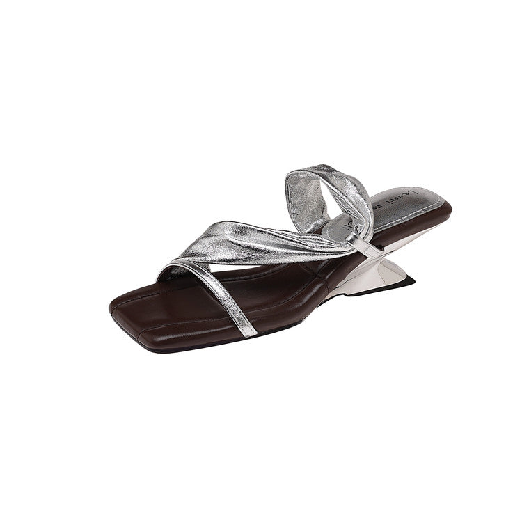 Karin Luna In Stock Spot Goods Minimalist Style Square-Toed Irregular Heel Slippers