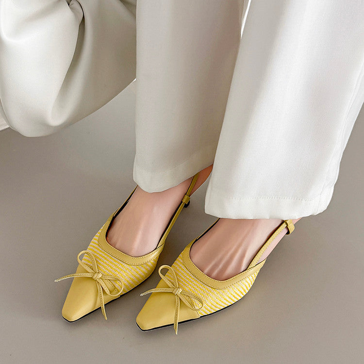 Karin Luna In Stock Spot Goods Braided Style Elegant Thin Heel Pointed Toe Closed-Toe Sandals