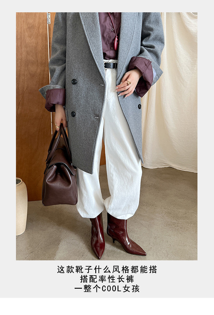 Karin Luna In Stock Spot Goods Minimalist Tube Kitten Heel Short Boots