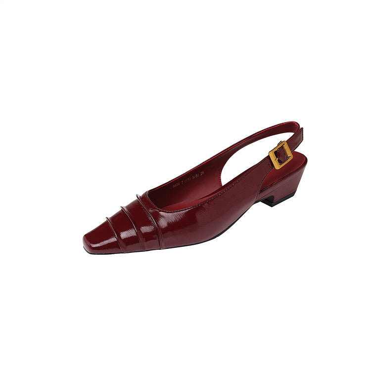 Karin Luna French Retro Square Toe Wrinkled Closed-Toe Sandals