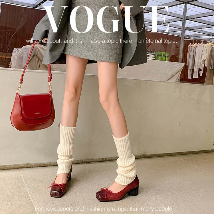 Karin Luna In Stock In Stock ~Full leather inside and out Pig Nose Bow Retro Thick Heel Mary Jane Shoes