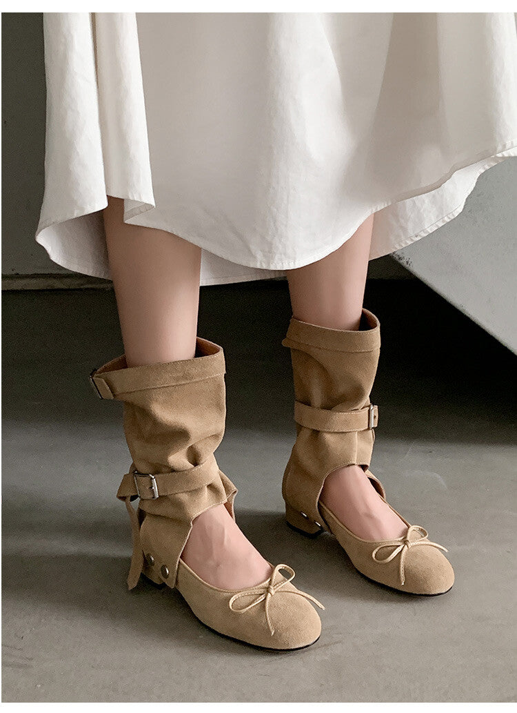 Karin Luna In Stock  Summer  Popular  Detachable Two-Way Vintage Mary Jane Plus Tube Long Boots
