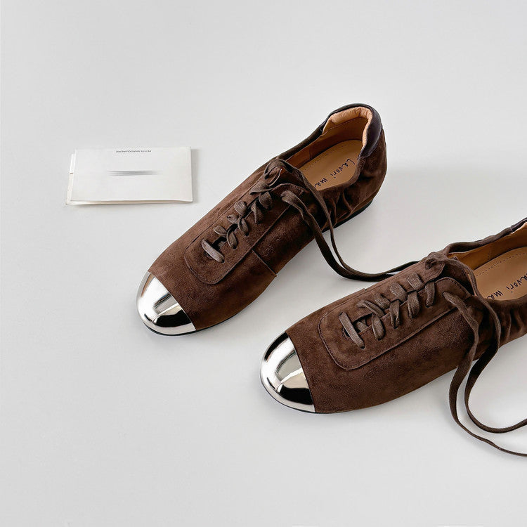 Karin Luna In Stock In Stock  High-end Metal Toe Lace-up Flats