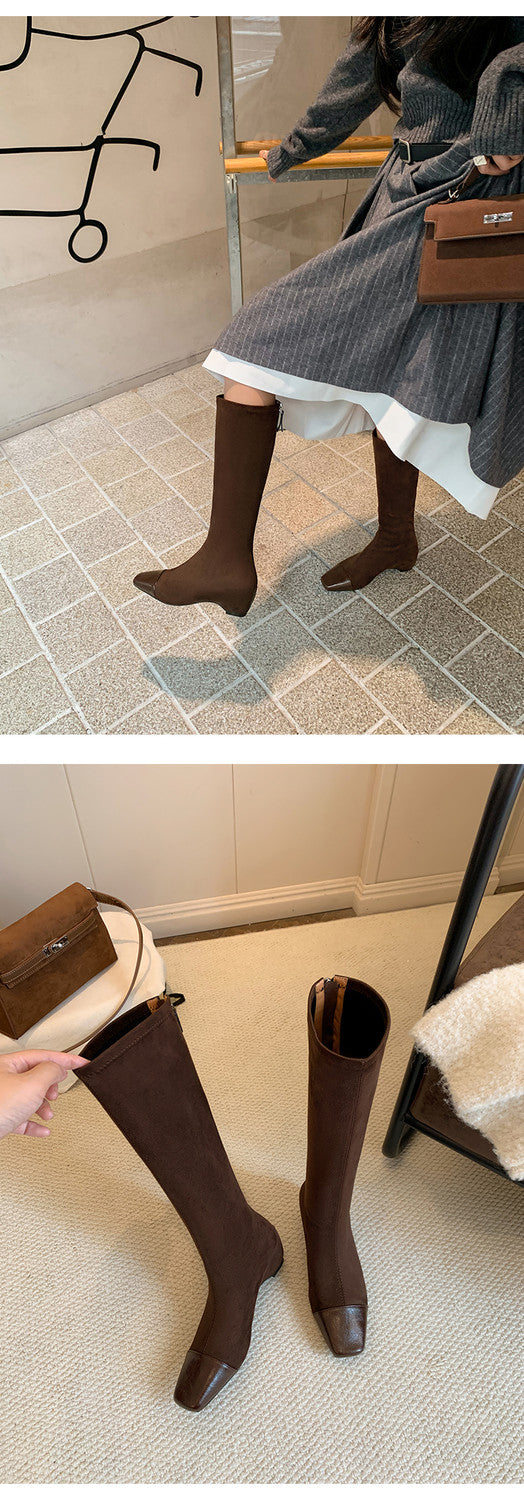 Karin Luna In Stock In Stock Patchwork Long Boots Elegant Versatile