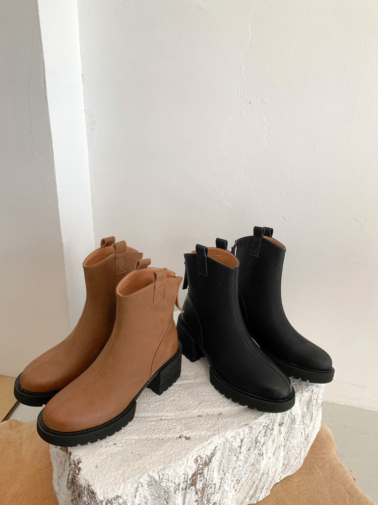 Karin Luna In Stock Versatile Round Toe Chunky Heel Ankle Boots