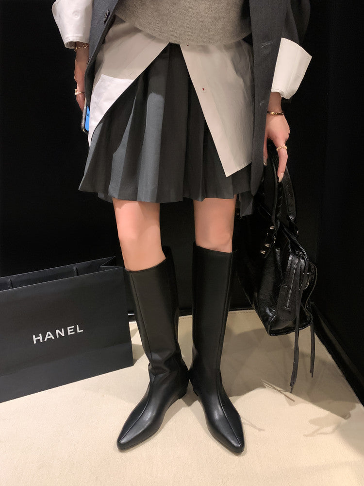 Karin Luna In Stock  In-stock Square Toe Straight Slip-on Long Boots