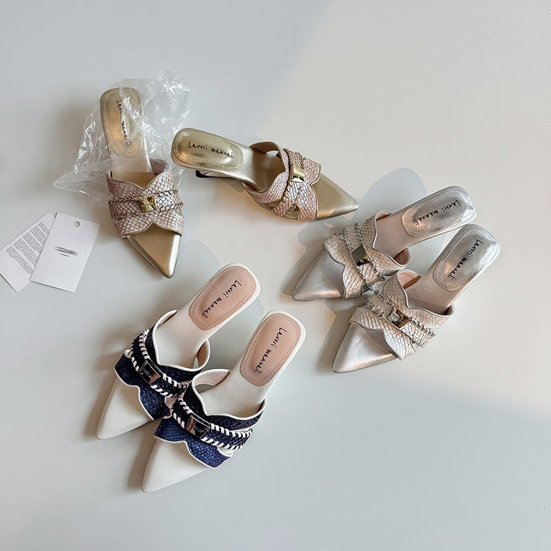 Karin Luna Fish Skin Series~Minimalist Pointed Toe Hot-Selling Unique Heel Slippers