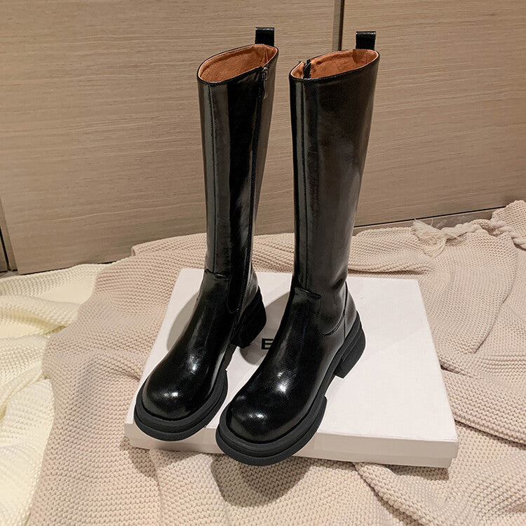 Karin Luna In Stock Spot Goods  Always in stock  Classic Basic Style Round Toe Thick Sole Knight Boots