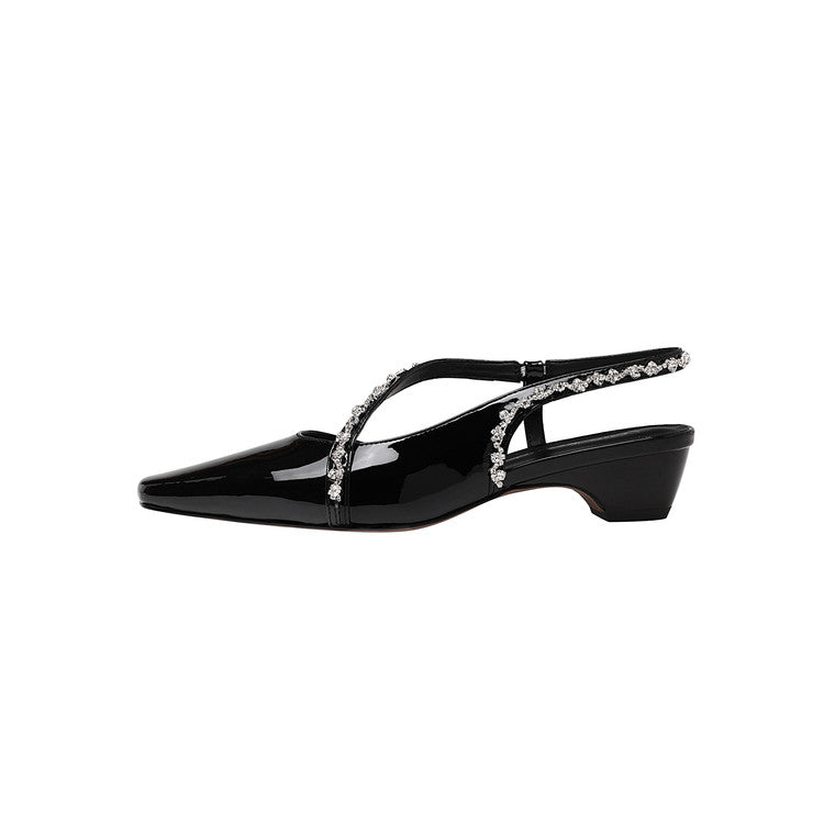Karin Luna In Stock In Stock  Fresh Summer Vibes  Rhinestone Small Square Toe Elegant Closed-Toe Sandals