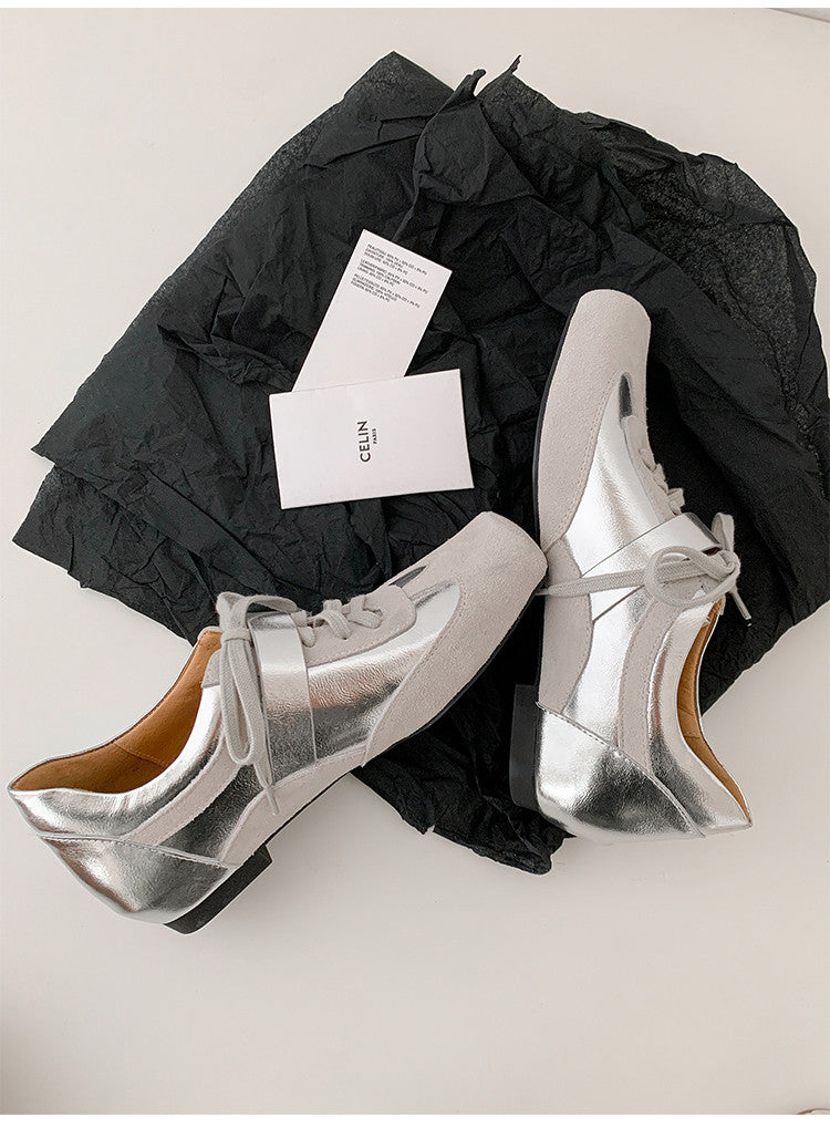 Karin Luna In Stock Spot Goods  Designed retro square-toe ballet shoes with laces