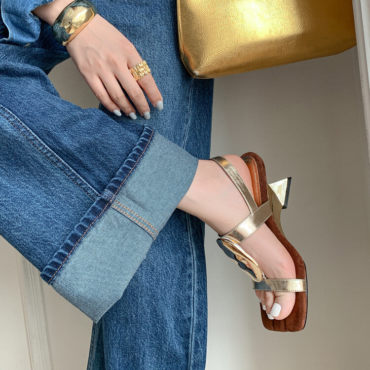 Karin Luna Hot-Selling Fasteners  Irregular Heel Open-Toe Sandals