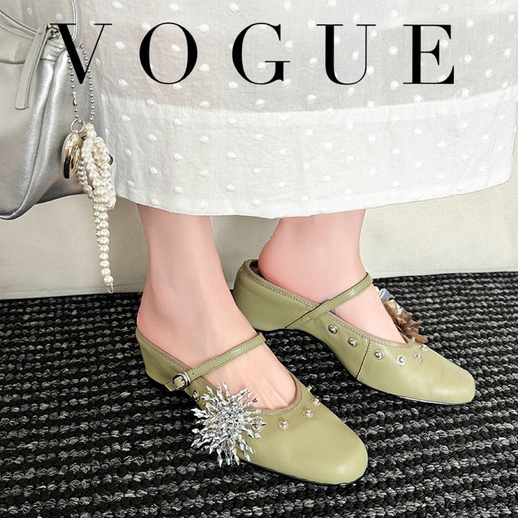Karin Luna In Stock Spot Goods  Full-grain leather inside and out  Ultra Exquisite Round Toe Hidden Heel Closed-Toe Slippers