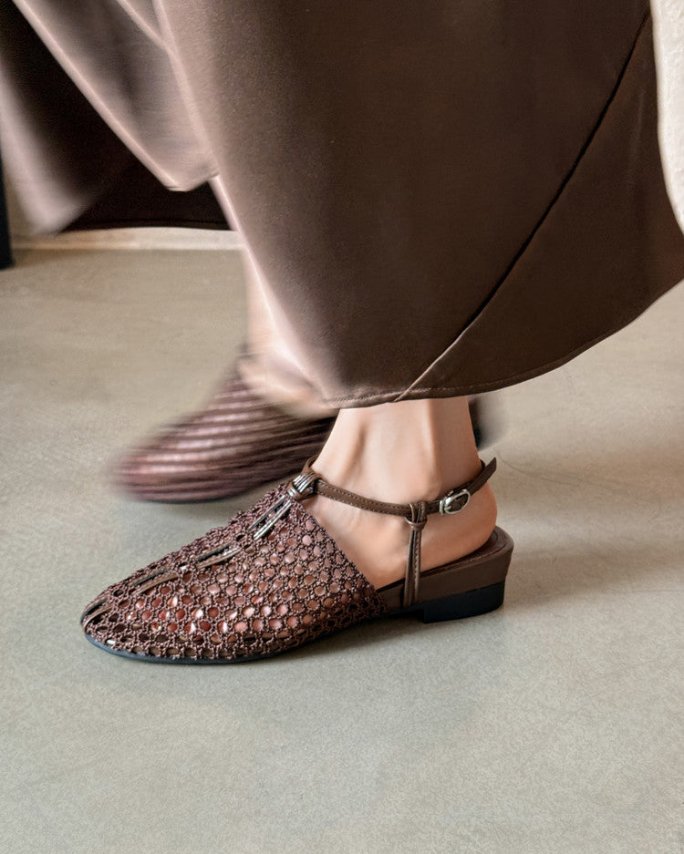 Karin Luna In Stock Spot Goods  Resort Style Series~Casual woven closed-toe flat sandals