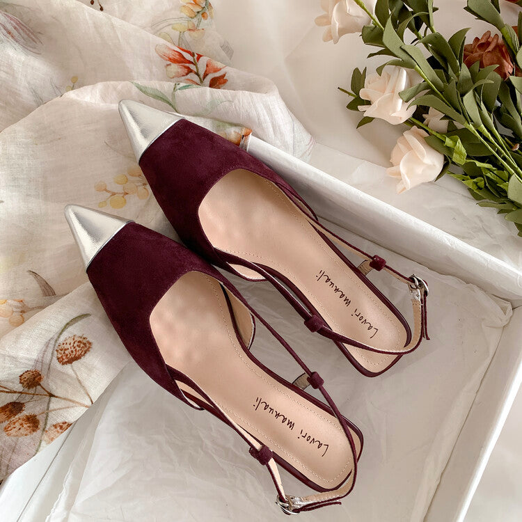 Karin Luna In Stock 24New Year's stock is now available Color Block Pointed Toe Full Leather Sandals