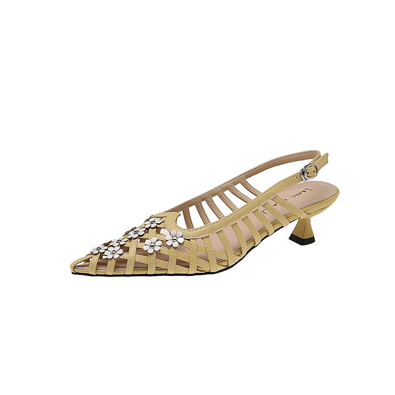Karin Luna In Stock Spot Goods  Purely Handmade Flowers High-end Hollow Out Sandals