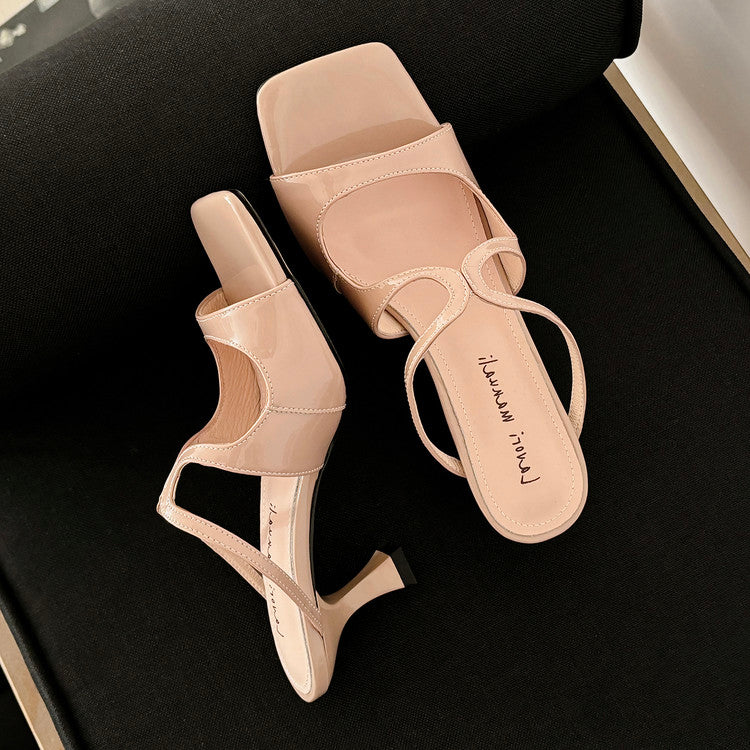 Karin Luna French Retro Square Toe Wrap Strap Open-Toe Slippers