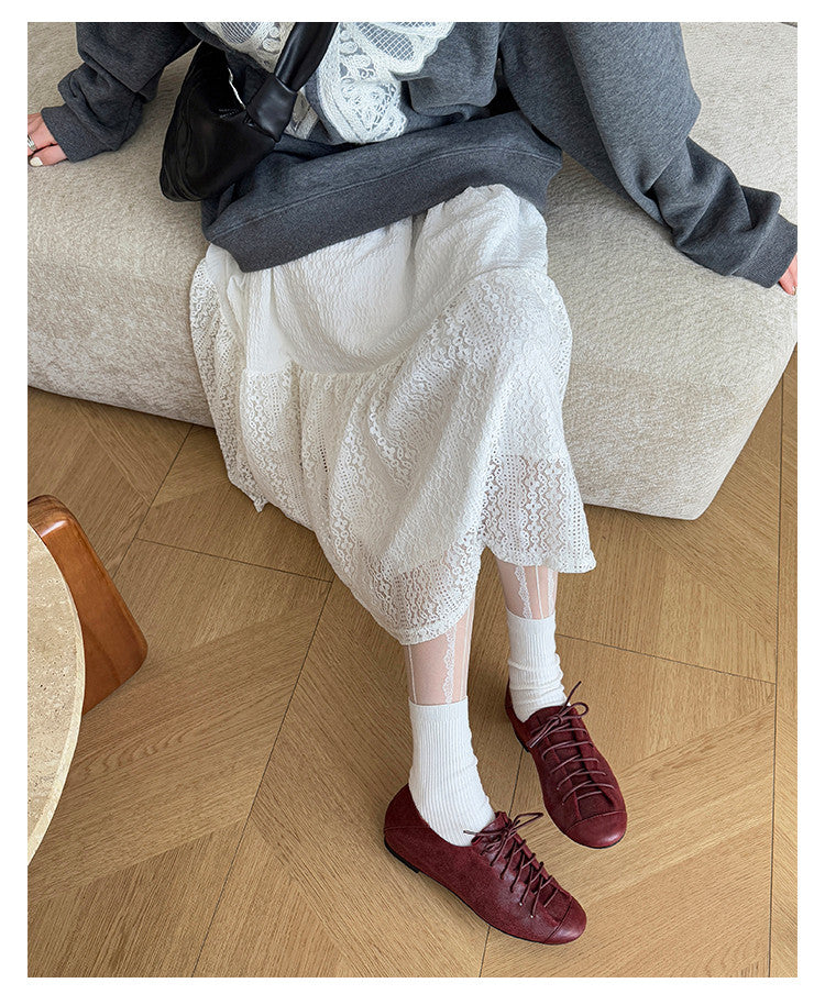 Karin Luna In Stock In Stock   Xiaohongshu Hot-Selling Lace-Up Round-Toe Deep Mouth Single Shoes