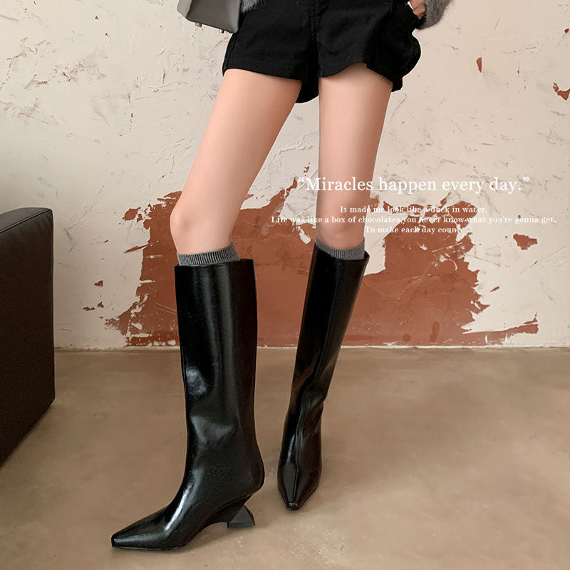 Karin Luna European and American Style Unisex Square-Toed Long Boots