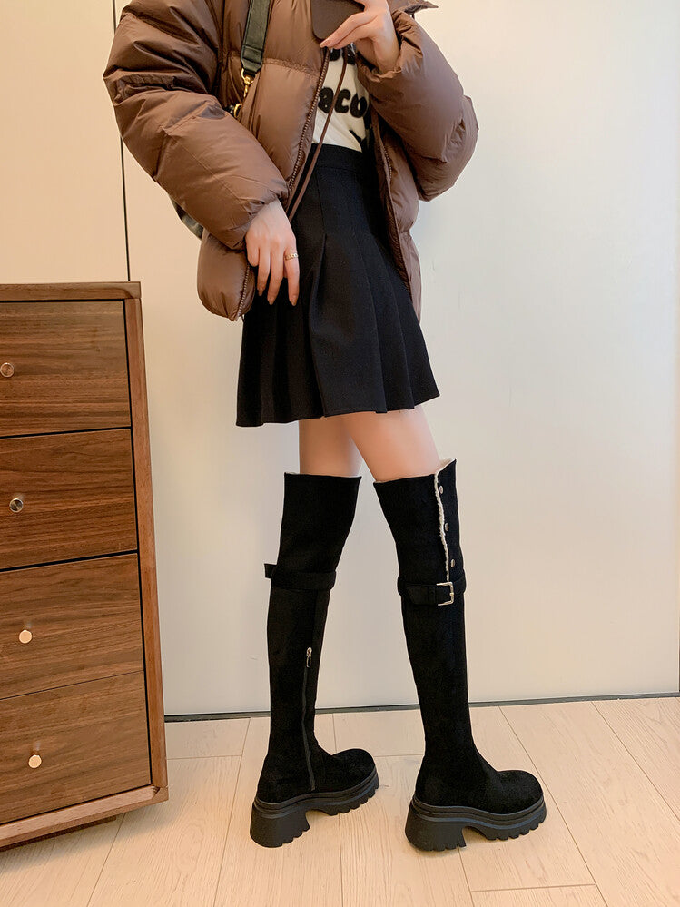 Karin Luna has prepared stock  Main Push Main Push  Hot-selling Large Sole Self-flowing Foldable Round Toe Over-the-Knee Boots