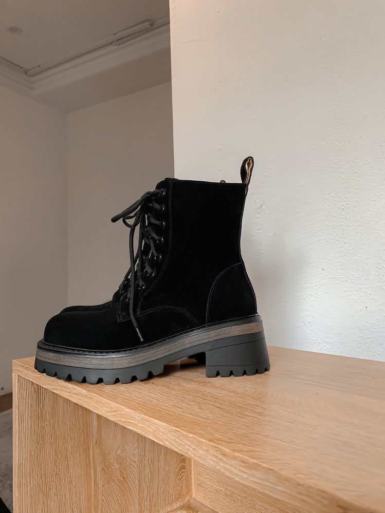 Karin Luna In Stock Casual style thin strap round toe suede ankle boots