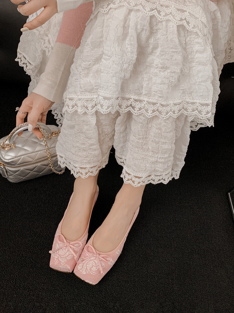 Karin Luna In Stock  In stock  Vintage Chinese Style Embroidered Rose~ Butterfly Knot Granny Shoes