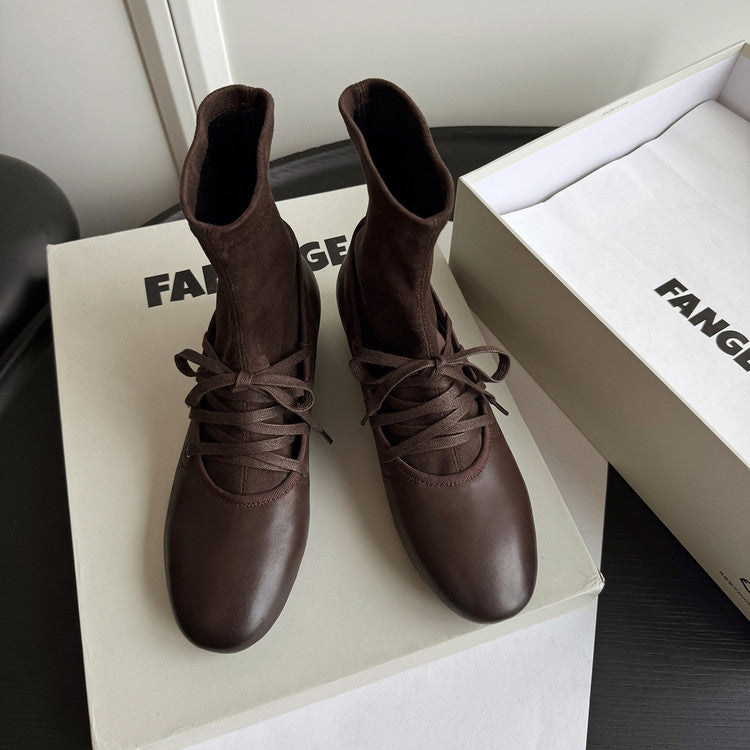 Karin Luna Round Toe Internal Height Increase Lace-up Ankle Boots