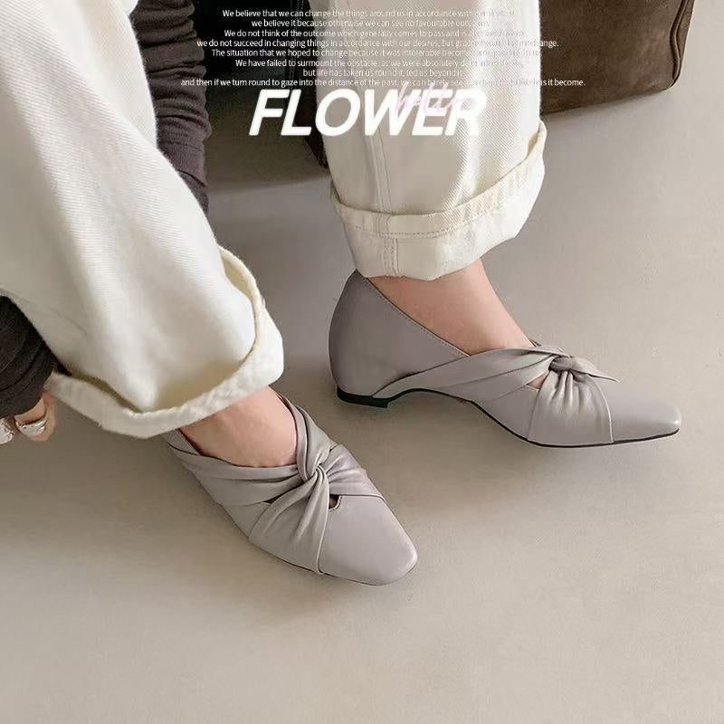 Karin Luna Cross Design Square Toe Hidden Wedge Shoes