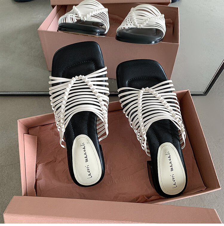 Karin Luna In Stock Spot Goods  Resort Style Handwoven Flat Sole Slippers
