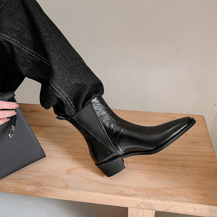 Karin Luna In Stock In stock   Classic first-layer cowhide Chelsea elastic ankle boots
