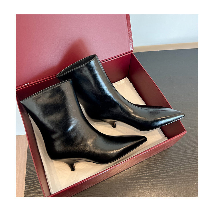 Karin Luna In Stock Spot Goods Minimalist Tube Kitten Heel Short Boots