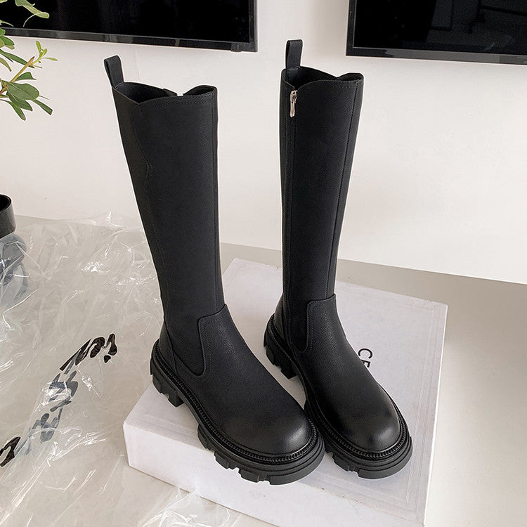 Karin Luna In Stock Versatile Irregular Stretch Fabric Long Boots