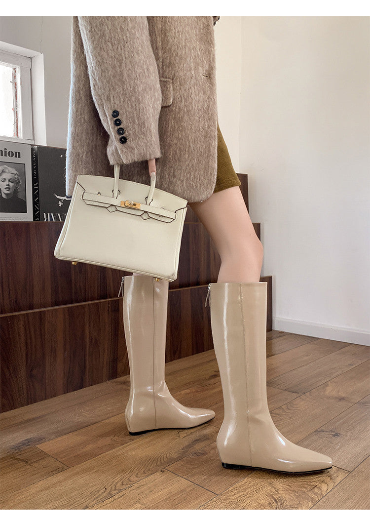 Karin Luna Minimalist Style Square-Toe Hidden Heel Long Boots