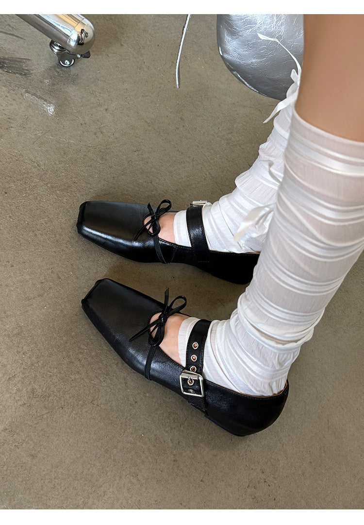 Karin Luna In Stock Spot Goods  Square Toe Internal Height Increase Detachable Bowknot