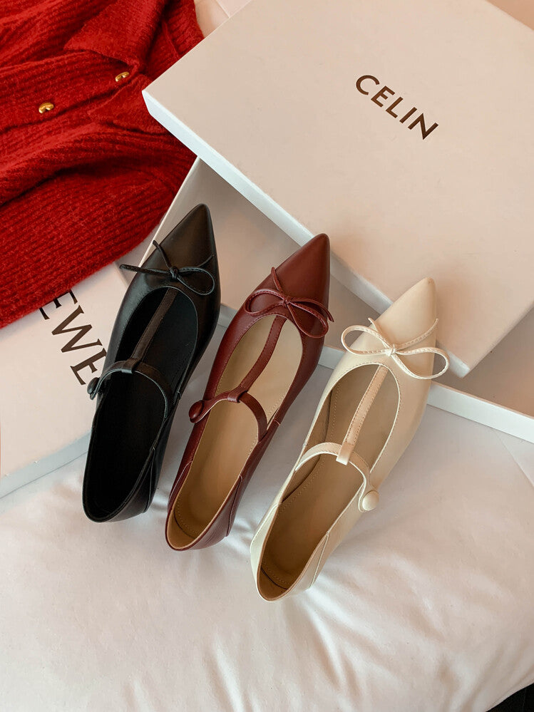 Karin Luna is a perfect Korean drama heroine~French Retro Style Full leather inside and out Pointed Bowknot