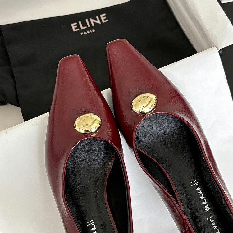 Karin Luna In Stock In Stock ~Basic Versatile French Style Small Square Toe Shallow Mouth Single Shoes