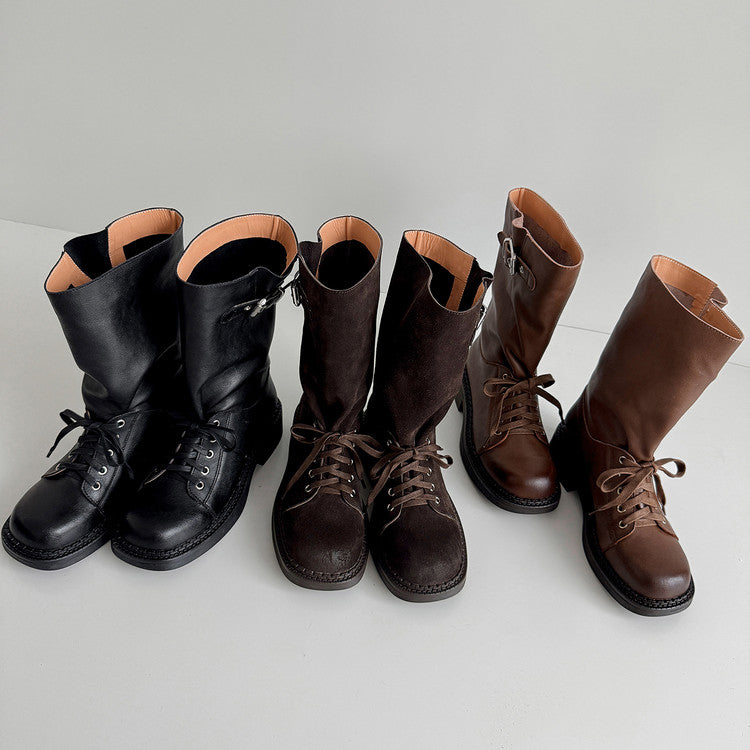 Karin Luna Bestseller Large Tube Thick Sole Martin Boots with Belt Buckle