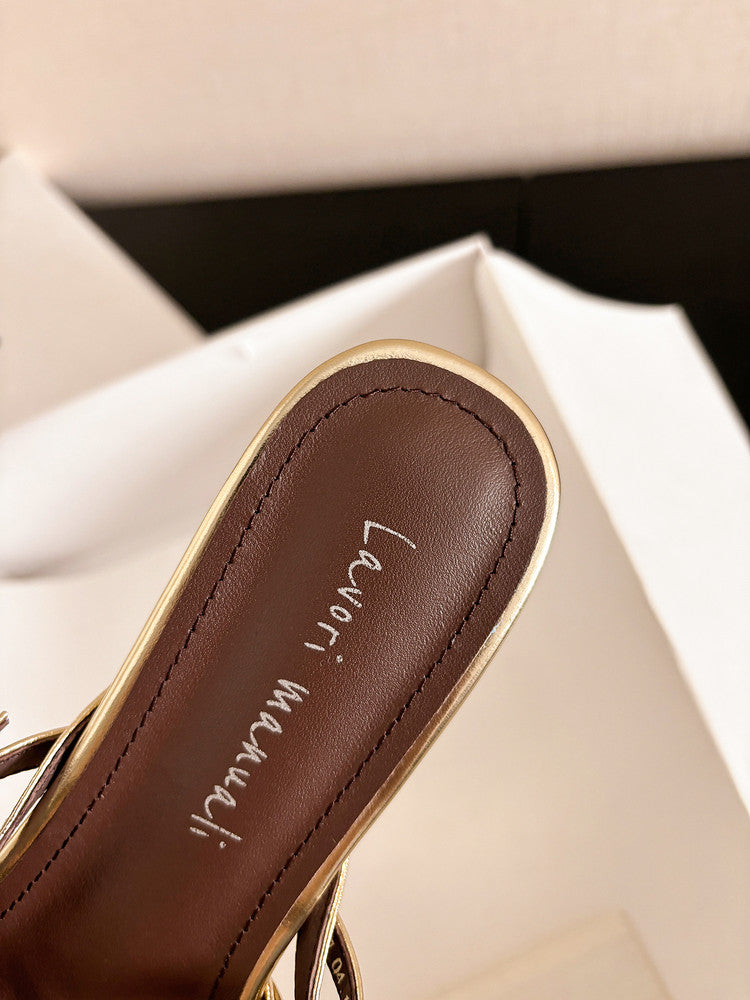 Karin Luna Casual Feel~In stock Pointed Toe Hollow Design Note Pointed Toe Slippers