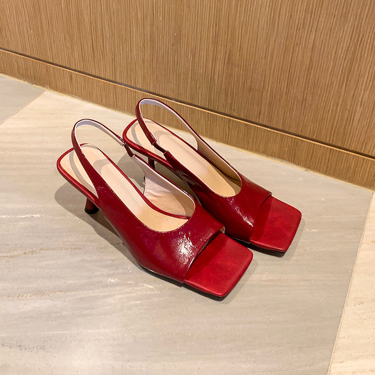 Karin Luna Classic Style Square Toe Open Toe French Retro Sandals