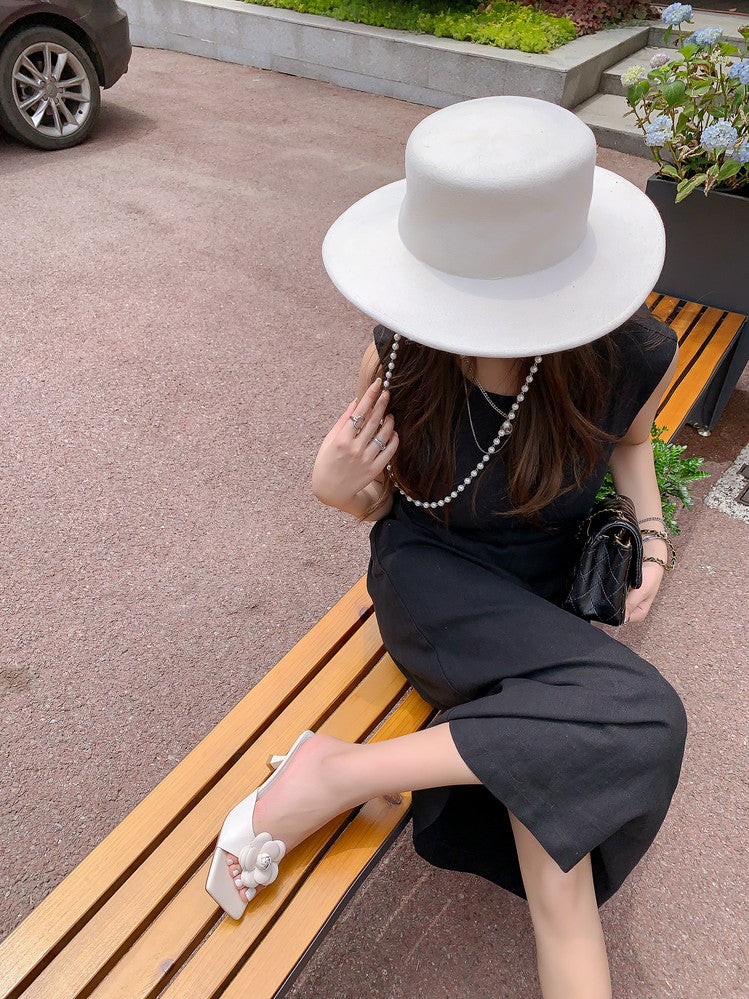 Karin Luna Flower of Wealth in the World~Says purple has a lot of charm Spot Goods Spot Goods  Three-Dimensional Camellia Elegant Sandals