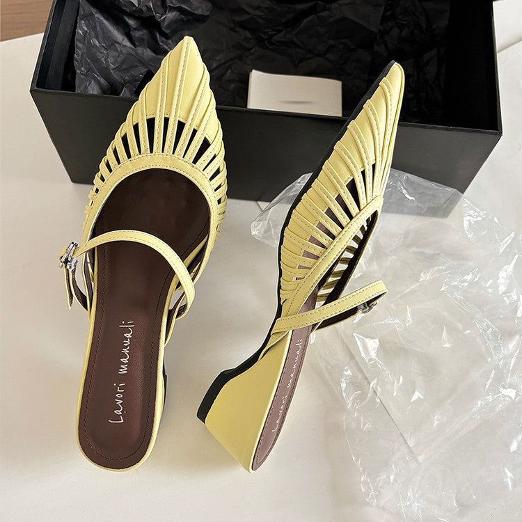 Karin Luna Casual Feel~In stock Pointed Toe Hollow Design Note Pointed Toe Slippers