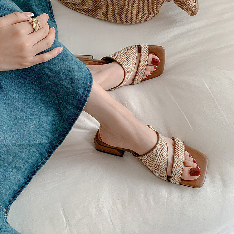 Karin Luna Full of casual charm~ Irregular Weaving Design Flat Slippers