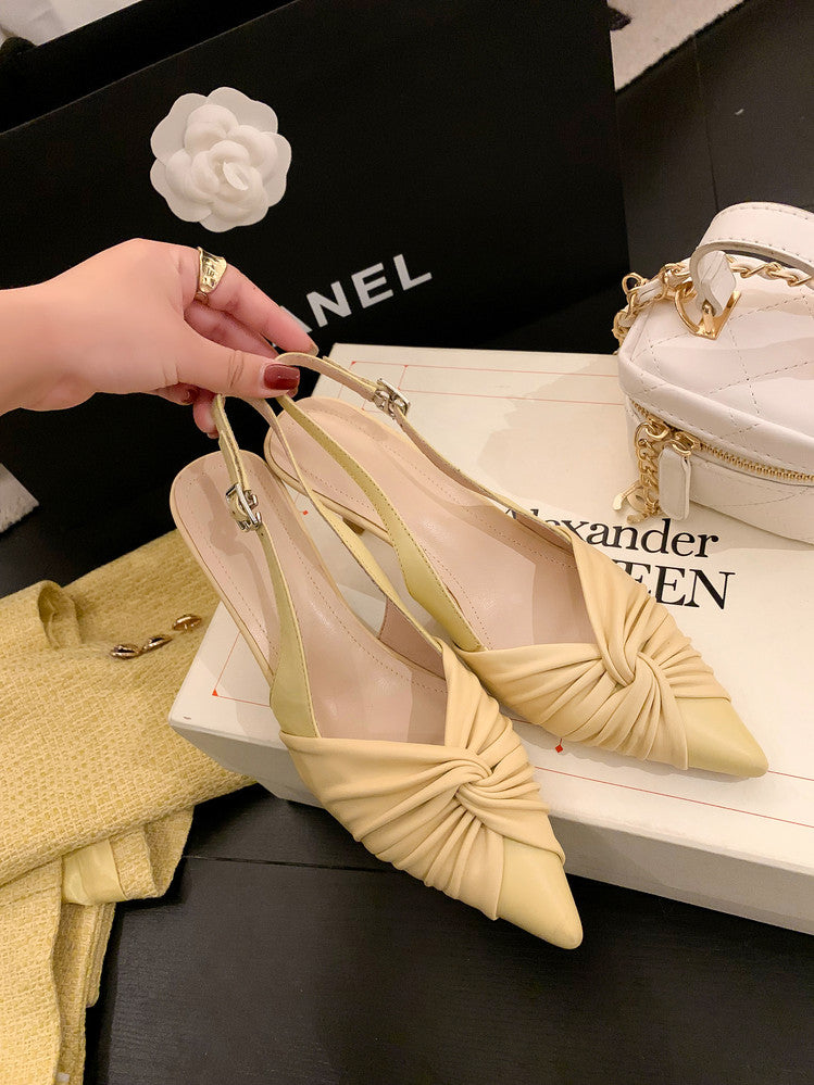 Karin Luna In Stock In Stock  Exquisite Pointed Toe Backless Closed-Toe Stiletto Sandals